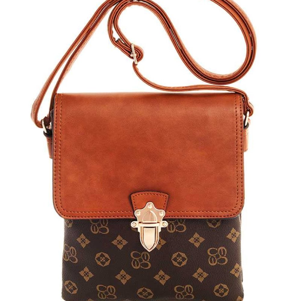 Brown Modern Pattern Crossbody Messenger Bag